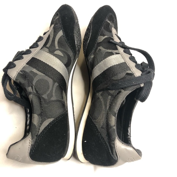 Coach Kinsley lace up black suede with signature canvas gray details - Picture 6 of 10